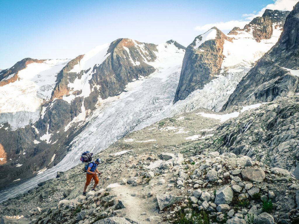 hiking in british columbia in the Bugaboo Mountains